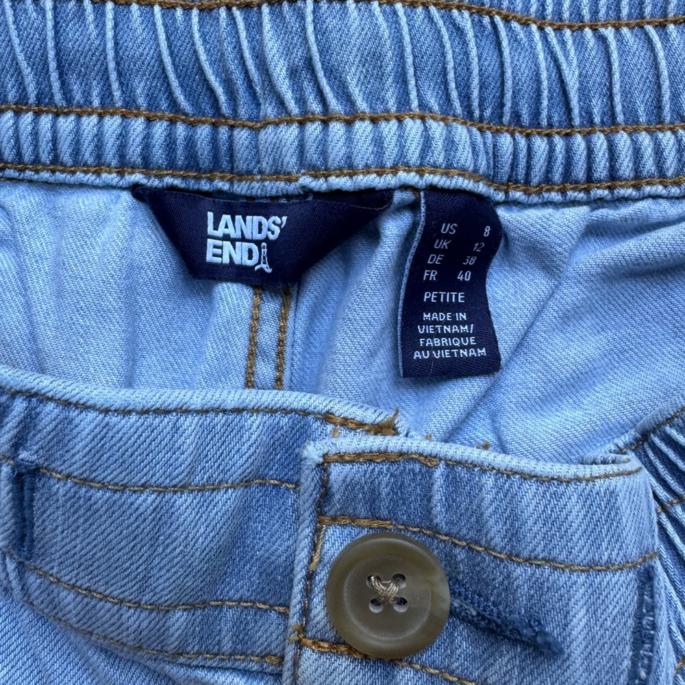 Lands’ End Lightweight Denim High Rise Relaxed Straight Pull On Pocket Jeans - Picture 7 of 10